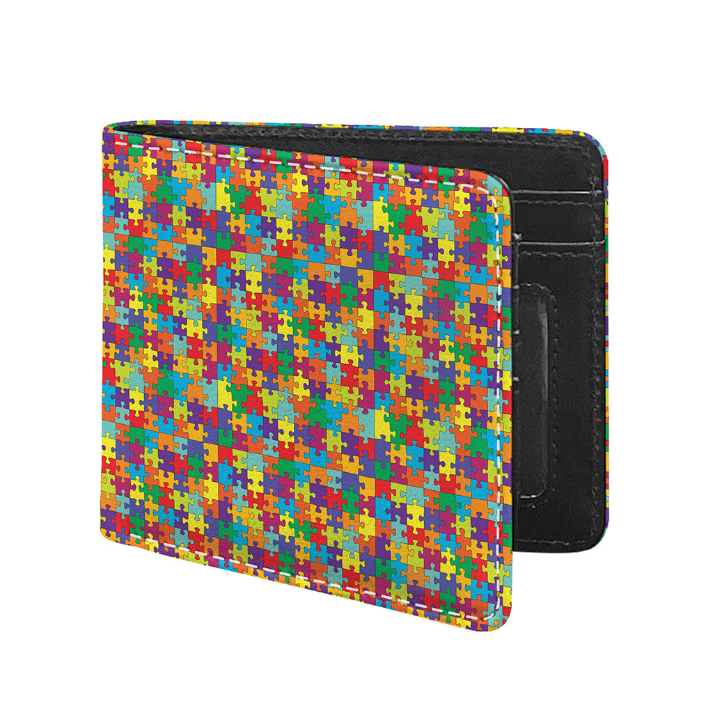 Colorful Autism Awareness Puzzle Print Bifold Wallet