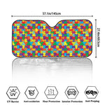 Colorful Autism Awareness Puzzle Print Car Windshield Sun Shade