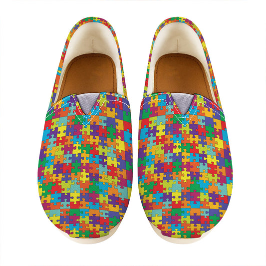 Colorful Autism Awareness Puzzle Print Casual Shoes