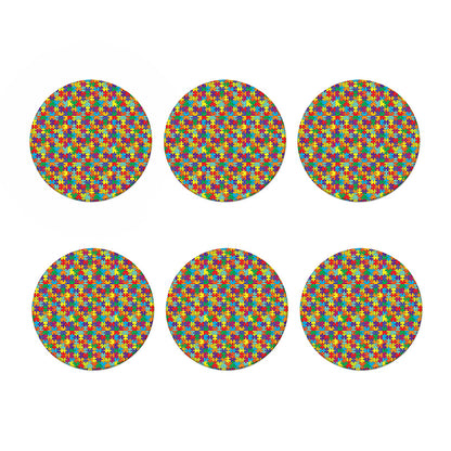 Colorful Autism Awareness Puzzle Print Coaster Set