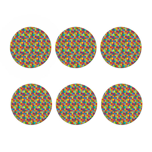 Colorful Autism Awareness Puzzle Print Coaster Set