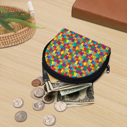 Colorful Autism Awareness Puzzle Print Coin Purse