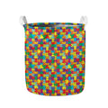 Colorful Autism Awareness Puzzle Print Collapsible Laundry Basket