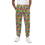 Colorful Autism Awareness Puzzle Print Cotton Pants
