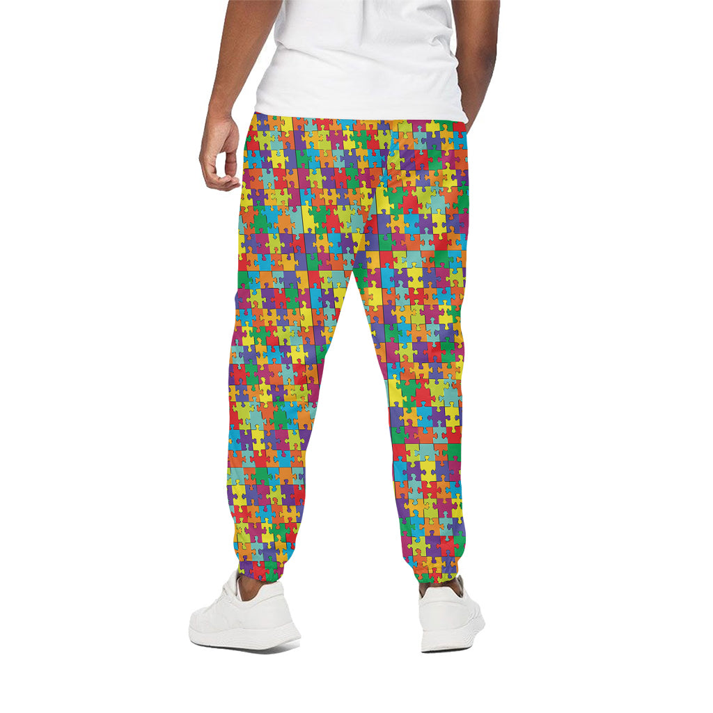 Colorful Autism Awareness Puzzle Print Cotton Pants