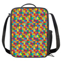 Colorful Autism Awareness Puzzle Print Crossbody Lunch Bag