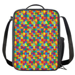 Colorful Autism Awareness Puzzle Print Crossbody Lunch Bag