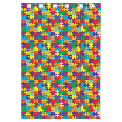 Colorful Autism Awareness Puzzle Print Curtain