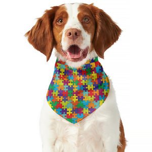 Colorful Autism Awareness Puzzle Print Dog Bandana