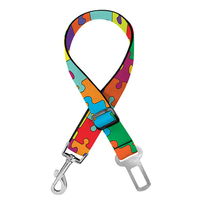 Colorful Autism Awareness Puzzle Print Dog Seat Belt