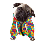 Colorful Autism Awareness Puzzle Print Dog Zip Up Hoodie
