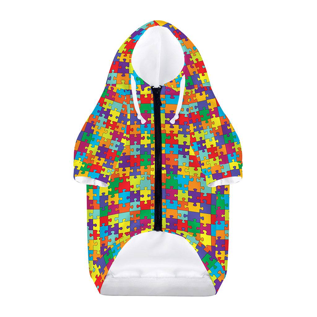 Colorful Autism Awareness Puzzle Print Dog Zip Up Hoodie
