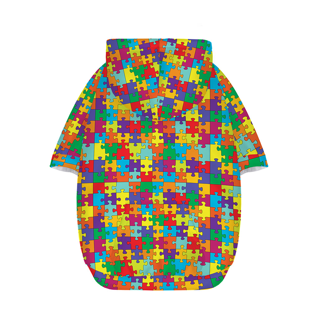 Colorful Autism Awareness Puzzle Print Dog Zip Up Hoodie