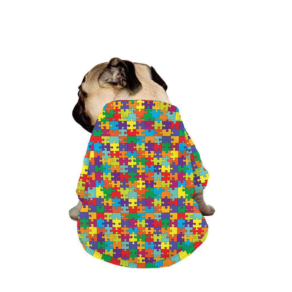 Colorful Autism Awareness Puzzle Print Dog Zip Up Jacket