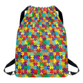 Colorful Autism Awareness Puzzle Print Drawstring Backpack