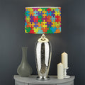 Colorful Autism Awareness Puzzle Print Drum Lamp Shade