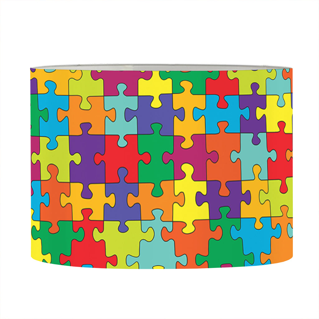 Colorful Autism Awareness Puzzle Print Drum Lamp Shade