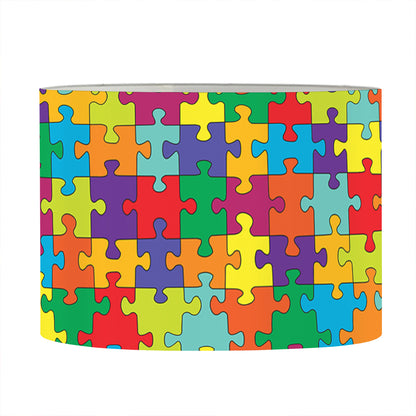 Colorful Autism Awareness Puzzle Print Drum Lamp Shade