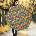 Colorful Autism Awareness Puzzle Print Foldable Umbrella