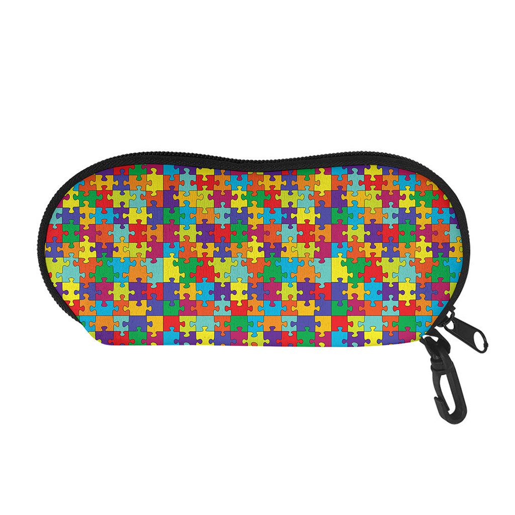 Colorful Autism Awareness Puzzle Print Glasses Case
