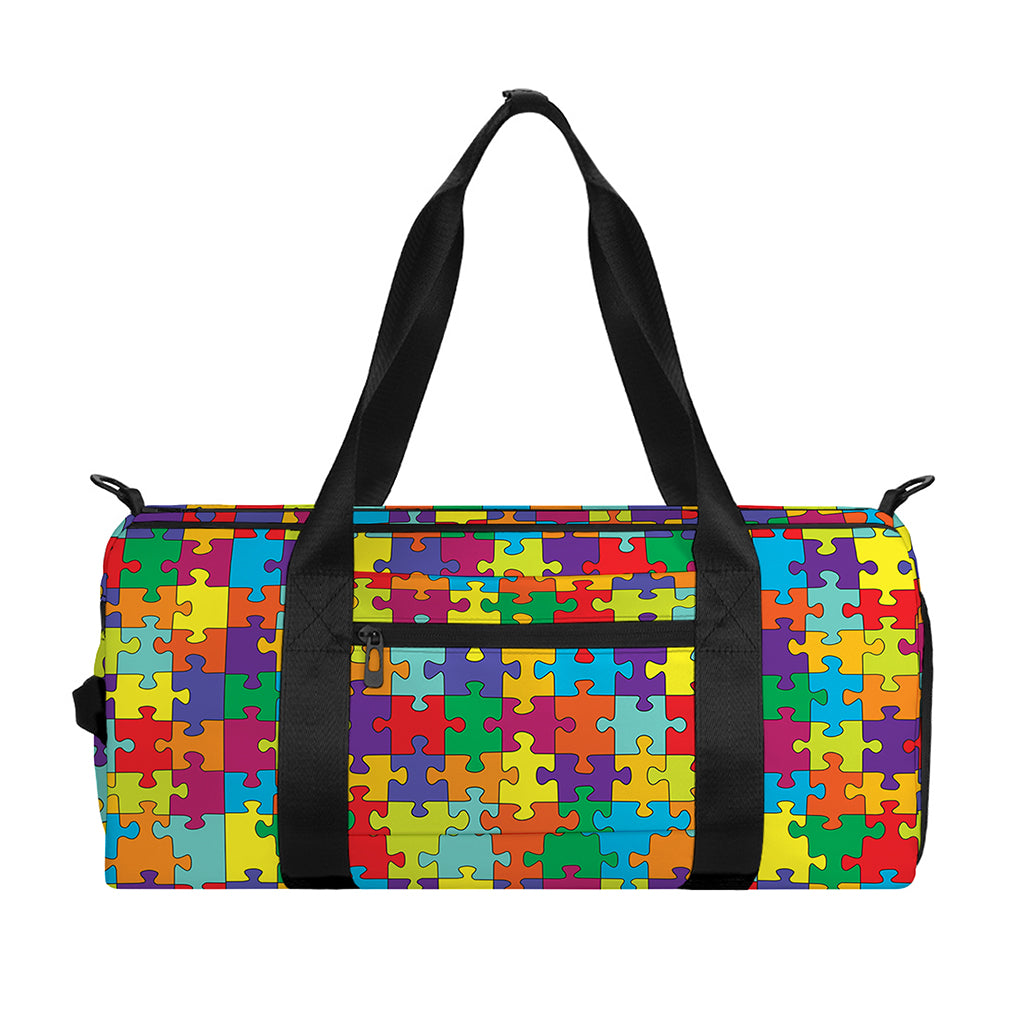 Colorful Autism Awareness Puzzle Print Gym Bag