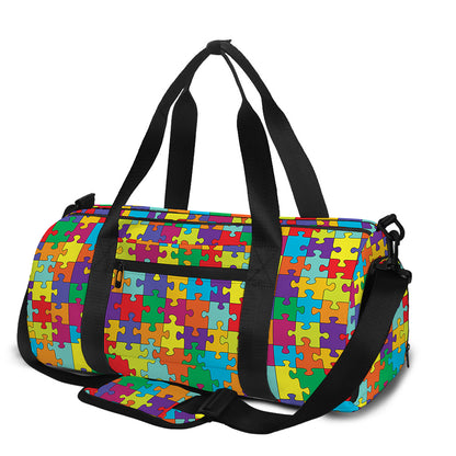 Colorful Autism Awareness Puzzle Print Gym Bag