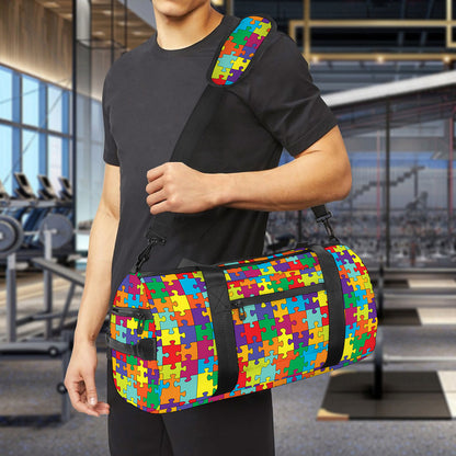 Colorful Autism Awareness Puzzle Print Gym Bag