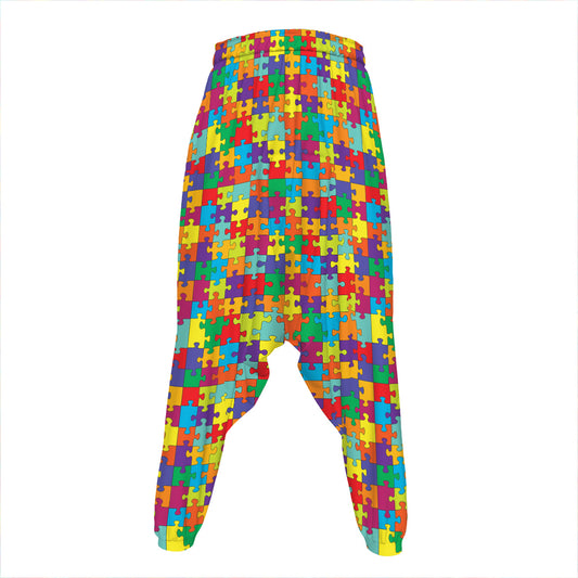 Colorful Autism Awareness Puzzle Print Hammer Pants