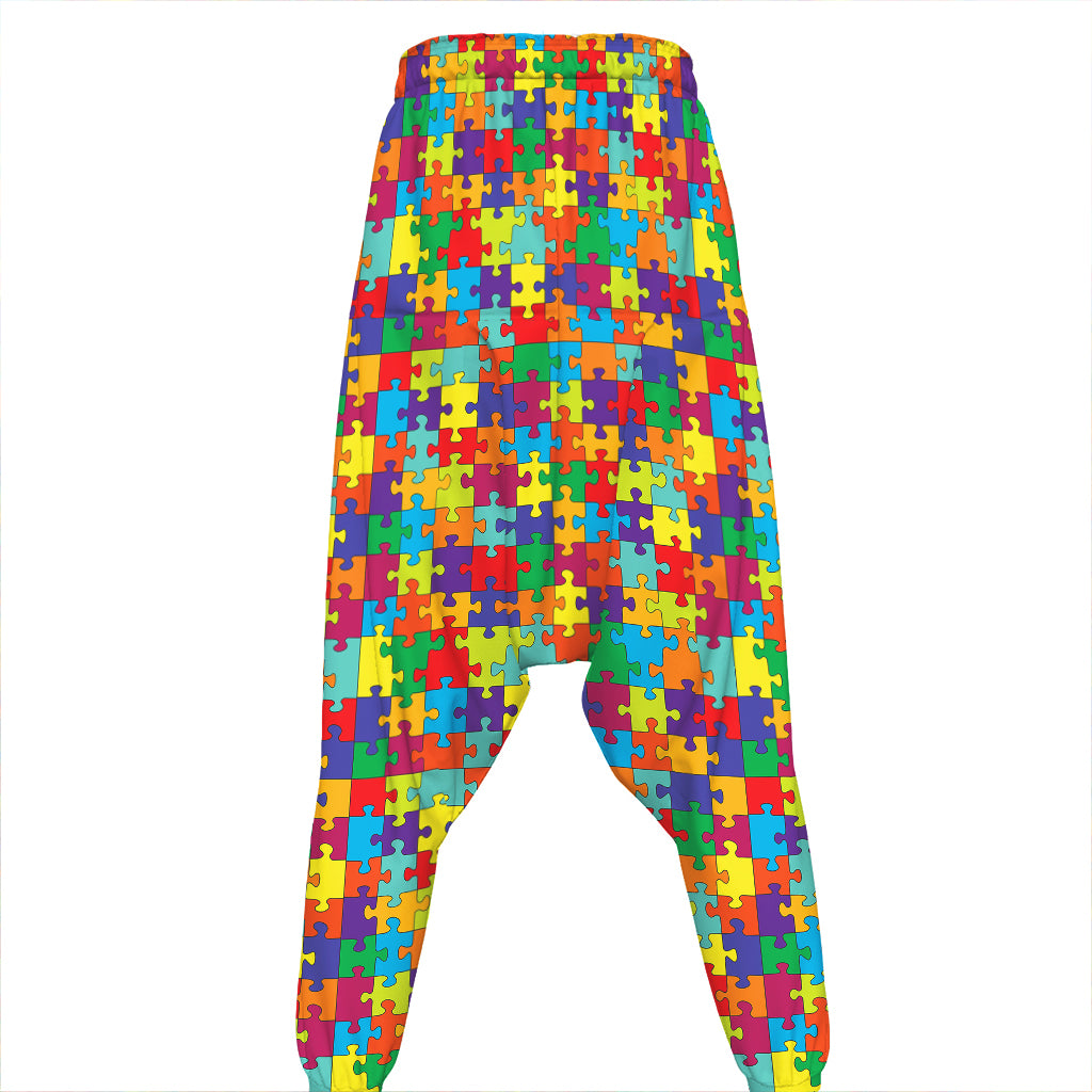 Colorful Autism Awareness Puzzle Print Hammer Pants