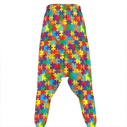 Colorful Autism Awareness Puzzle Print Hammer Pants