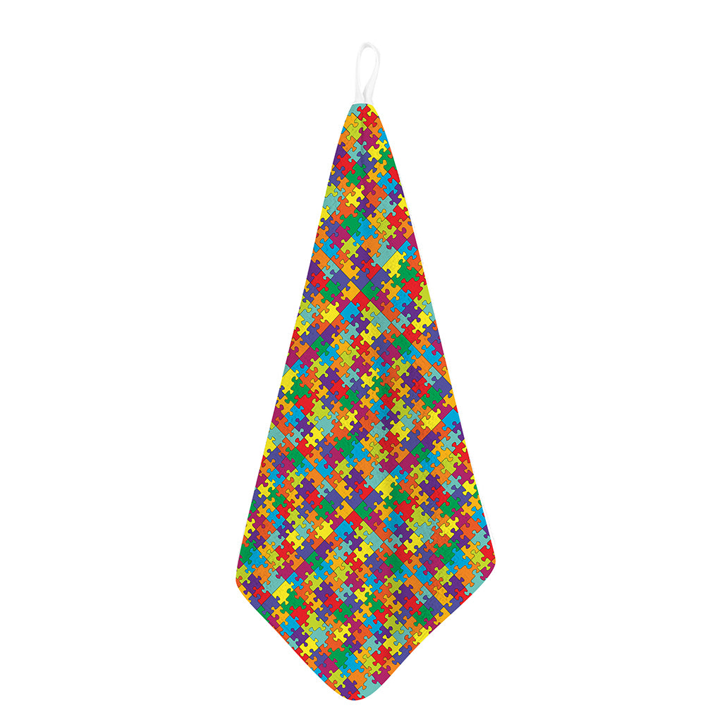 Colorful Autism Awareness Puzzle Print Hand Towel