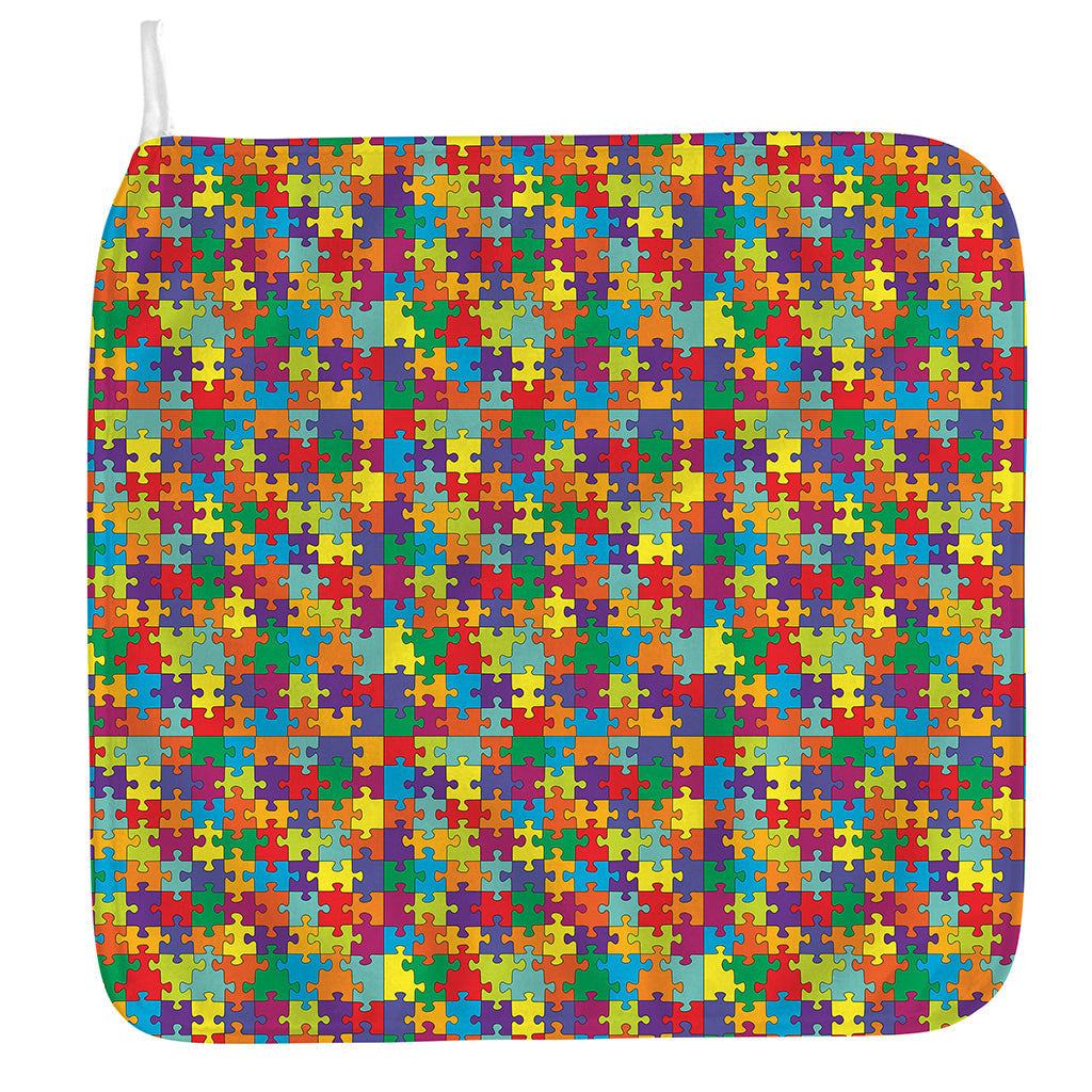 Colorful Autism Awareness Puzzle Print Hand Towel