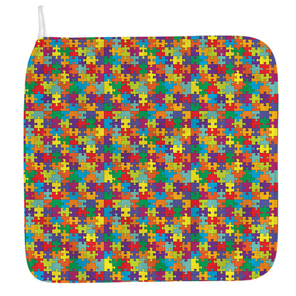 Colorful Autism Awareness Puzzle Print Hand Towel