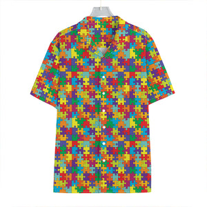 Colorful Autism Awareness Puzzle Print Hawaiian Shirt