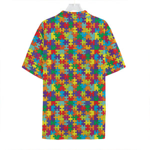 Colorful Autism Awareness Puzzle Print Hawaiian Shirt