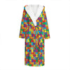 Colorful Autism Awareness Puzzle Print Hooded Bathrobe