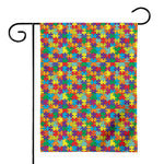 Colorful Autism Awareness Puzzle Print House Flag