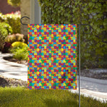 Colorful Autism Awareness Puzzle Print House Flag