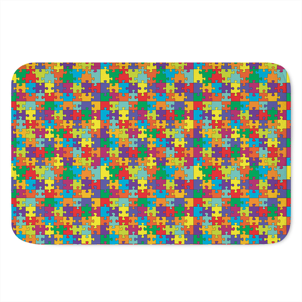 Colorful Autism Awareness Puzzle Print Indoor Door Mat