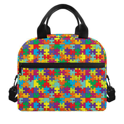 Colorful Autism Awareness Puzzle Print Insulated Lunch Bag