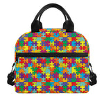 Colorful Autism Awareness Puzzle Print Insulated Lunch Bag