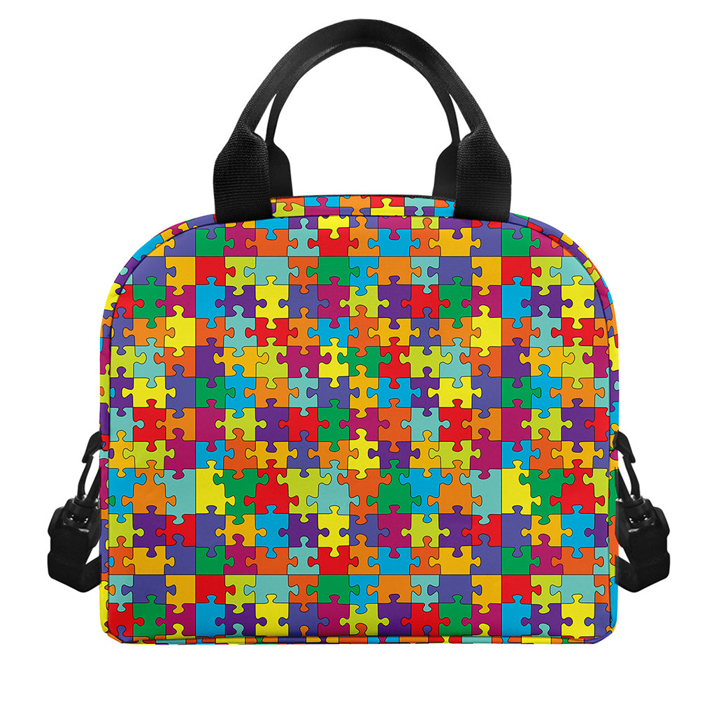 Colorful Autism Awareness Puzzle Print Insulated Lunch Bag
