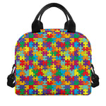 Colorful Autism Awareness Puzzle Print Insulated Lunch Bag