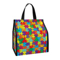 Colorful Autism Awareness Puzzle Print Insulated Lunch Tote