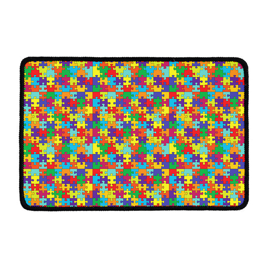 Colorful Autism Awareness Puzzle Print Kitchen Mat