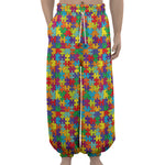 Colorful Autism Awareness Puzzle Print Lantern Pants