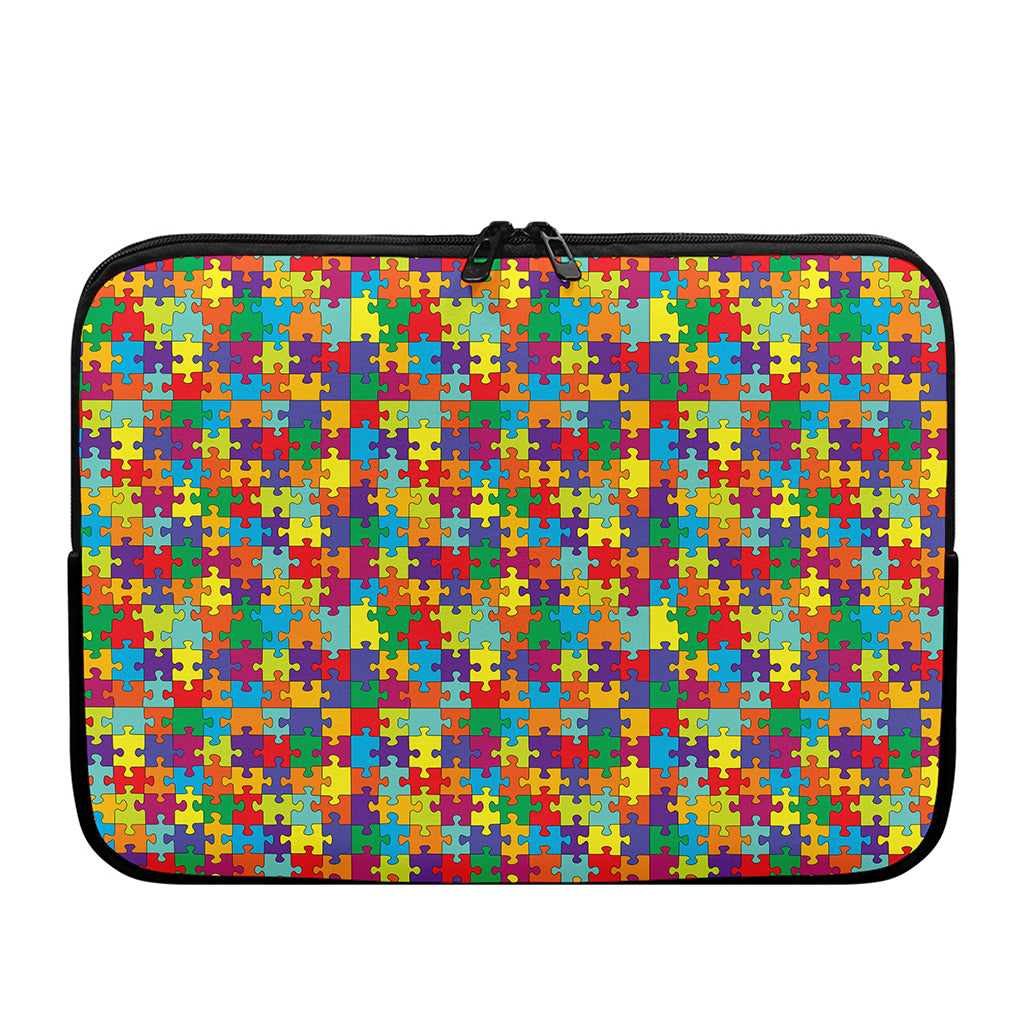 Colorful Autism Awareness Puzzle Print Laptop Sleeve