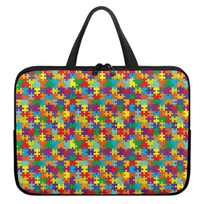 Colorful Autism Awareness Puzzle Print Laptop Sleeve With Handle