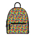 Colorful Autism Awareness Puzzle Print Leather Backpack