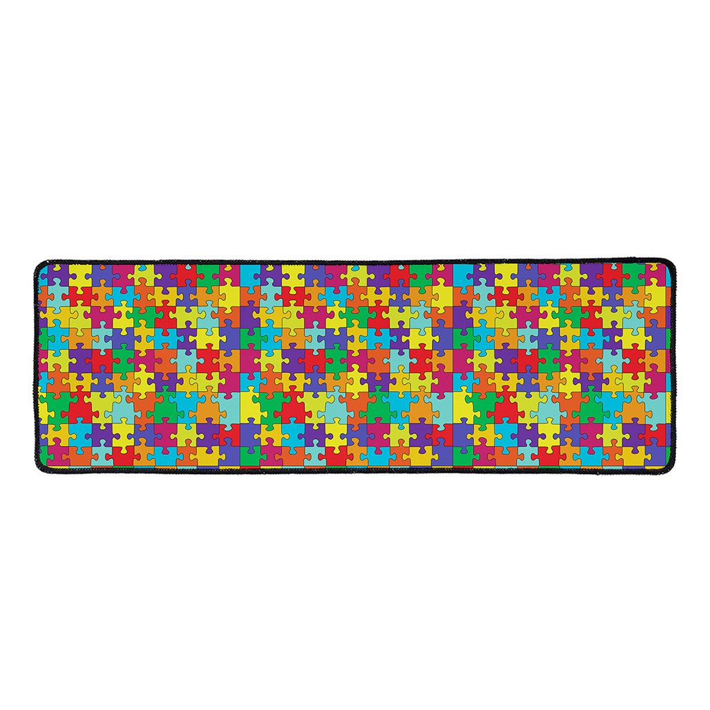 Colorful Autism Awareness Puzzle Print Long Kitchen Mat